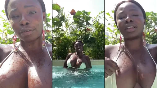 Isabelle Miller Stora bröst som blottas i poolen