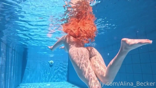 Alina Becker Naked In The Outdoor Pool