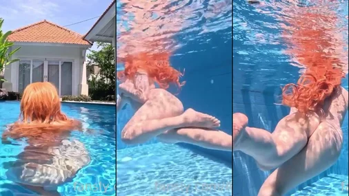 Alina Becker Naked In The Outdoor Pool