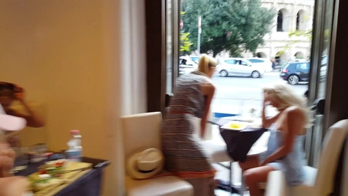 Natalee Topless In Crowded Restaurant In Italy