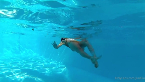 June Liu Spicy Gum In The Outdoor Pool