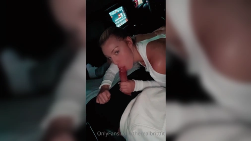 Therealbrittfit Giving Blowjob in Car Parking Lot