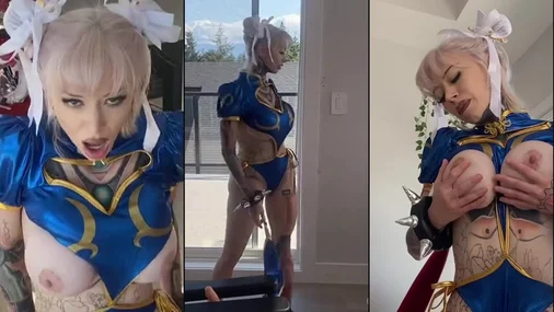 PinupPixie Masturbating And Riding Dildo in Cosplay