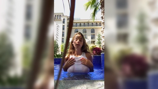 Anna Malygon Wet Shirt In The Pool