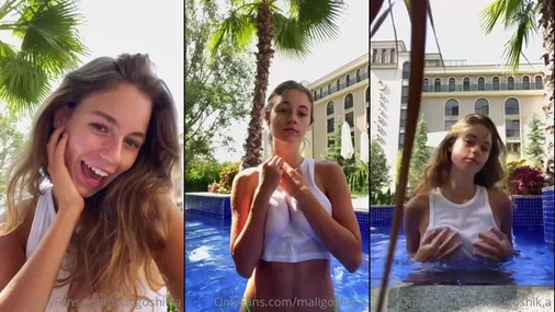 Anna Malygon Wet Shirt In The Pool