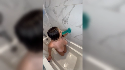 MelzTube Throat Training In The Bathroom With Long Dildo