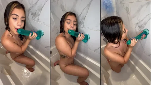MelzTube Throat Training In The Bathroom With Long Dildo