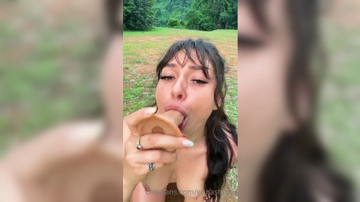 Erin Ashford Fucking Hairy Pussy With Dildo Outdoors