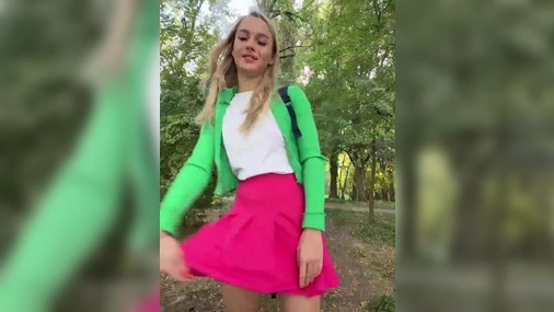 Sexy Russian Blonde Risky Teasing in Public