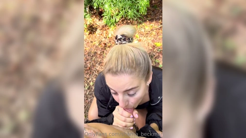 Sharna Beckman Gives a Risky Blowjob Outdoors