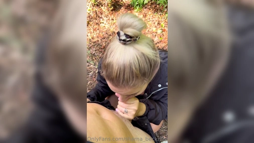 Sharna Beckman Gives a Risky Blowjob Outdoors