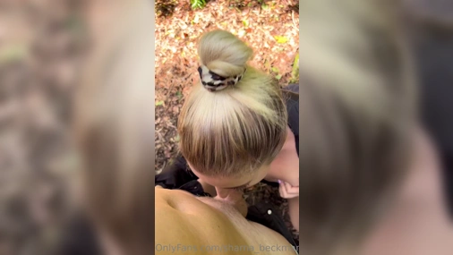 Sharna Beckman Gives a Risky Blowjob Outdoors