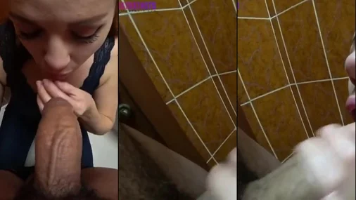 Deutscher Amateur-Teenie-Blowjob in der Toilette