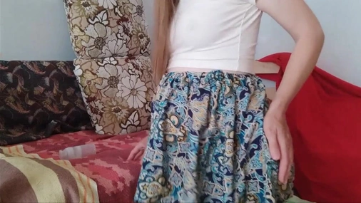 Pregnant blonde MILF in a short skirt gets creampied