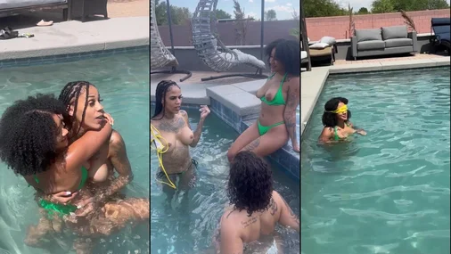 Theonlysafarii Hot Lesbian Kissing in Pool