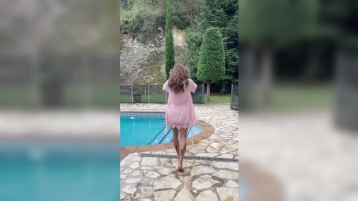 swedish onlyfans girl Michelle Svendsen strip and jump in the pool