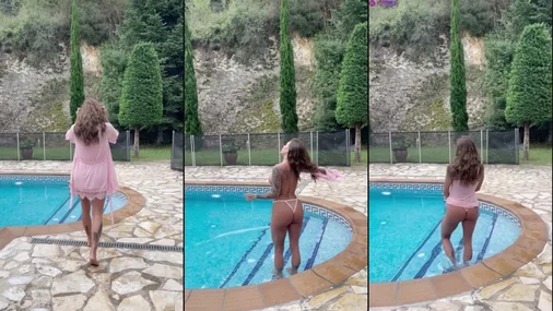 Schwedin onlyfans zieht sich aus Michelle Svendsen und springt in den Pool
