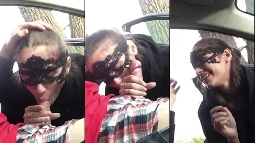 Britisches Babe gibt einen schnellen Blowjob im Auto