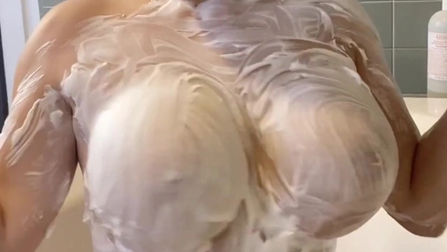 swedish bella shaking her big tits in the shower