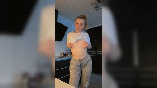 Swedish Julia playing around in the kitchen