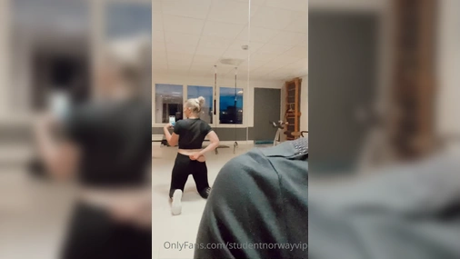 studentnorway teasing her ass after gym