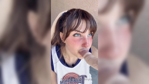Sunny Ray Close Up Sloppy Blowjob on Dildo
