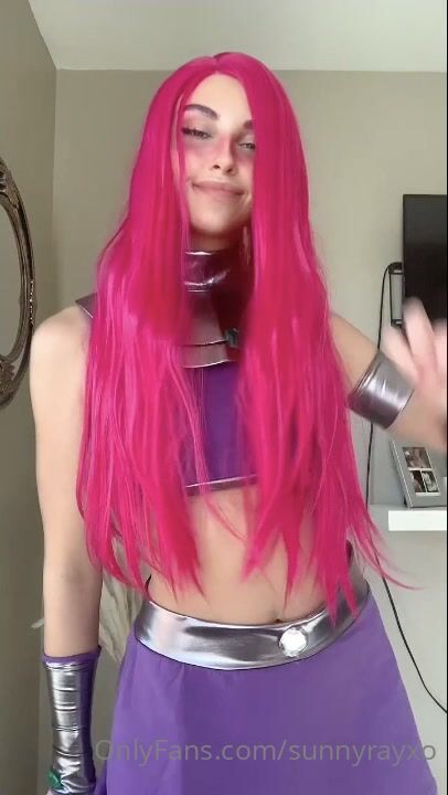 Sunny Ray in Cosplay Strips Naked And Masturbates