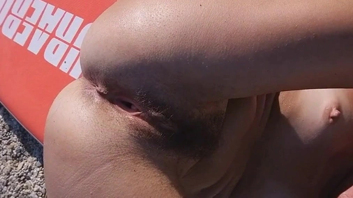 Nude Beach Yoga - Wild Solo Babe Bares All