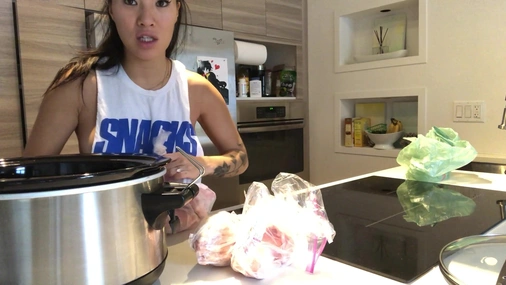 Asa Akira Prepares Cooking Before Intense Orgasm