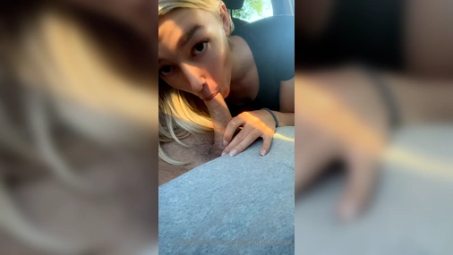 Agnes Lind Giving a Quick Blowjob in car