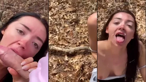 Molly Moonnn Blowjob og ansigtssprøjt udendørs