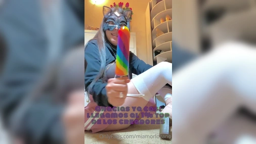 MiamorLozano Sucks Sex Toy In Mask