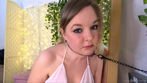 Swedish Jennifer in Collar while getting Fucked by Dildo