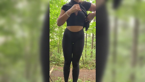 boobs reveal in the woods