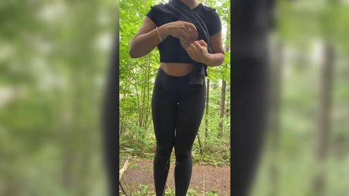 boobs reveal in the woods