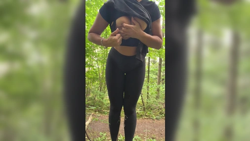 boobs reveal in the woods