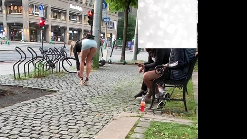 norwegian norwegianhotwifey showing her ass to two random people
