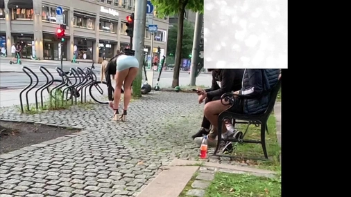 norwegian norwegianhotwifey showing her ass to two random people