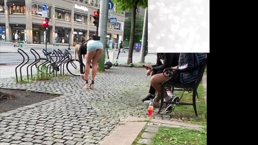 norwegian norwegianhotwifey showing her ass to two random people