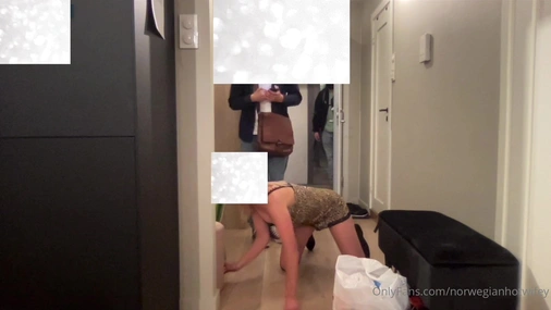 norwegianhotwifey flashing her pussy for two random people