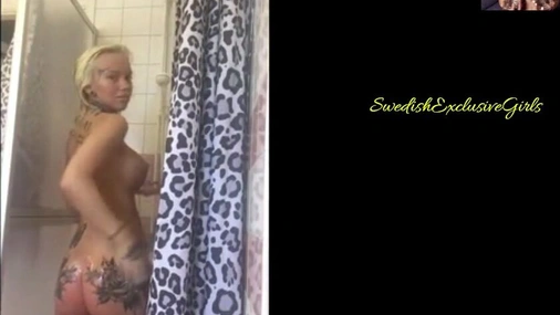 Swedish tatooed babe Paulina Alatalo showers fully naked