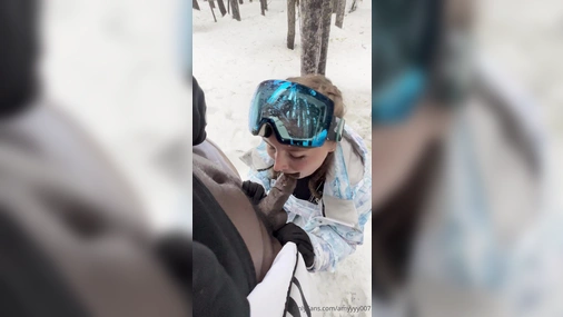 Amy getting BBC in snow