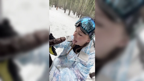 Amy getting BBC in snow