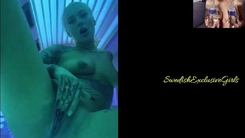 Danish Sexy Blonde LemonLux solarium pussy masturbation