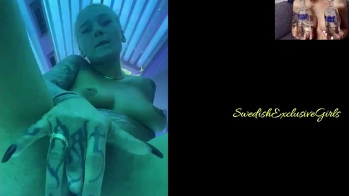Danish Sexy Blonde LemonLux solarium pussy masturbation