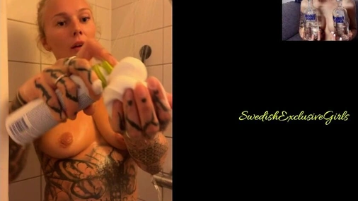 Danish Babe Lemon Lux washing her hot naked body