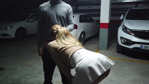 Beautiful Naughty Blondie Gives Rough Blowjob In Public