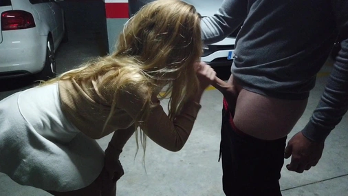 Beautiful Naughty Blondie Gives Rough Blowjob In Public