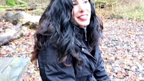 Spanish girl sucks swedish stranger in the woods