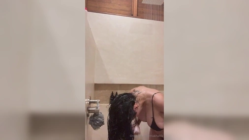 Mia Khalifa Showering in Hot Black Bra
